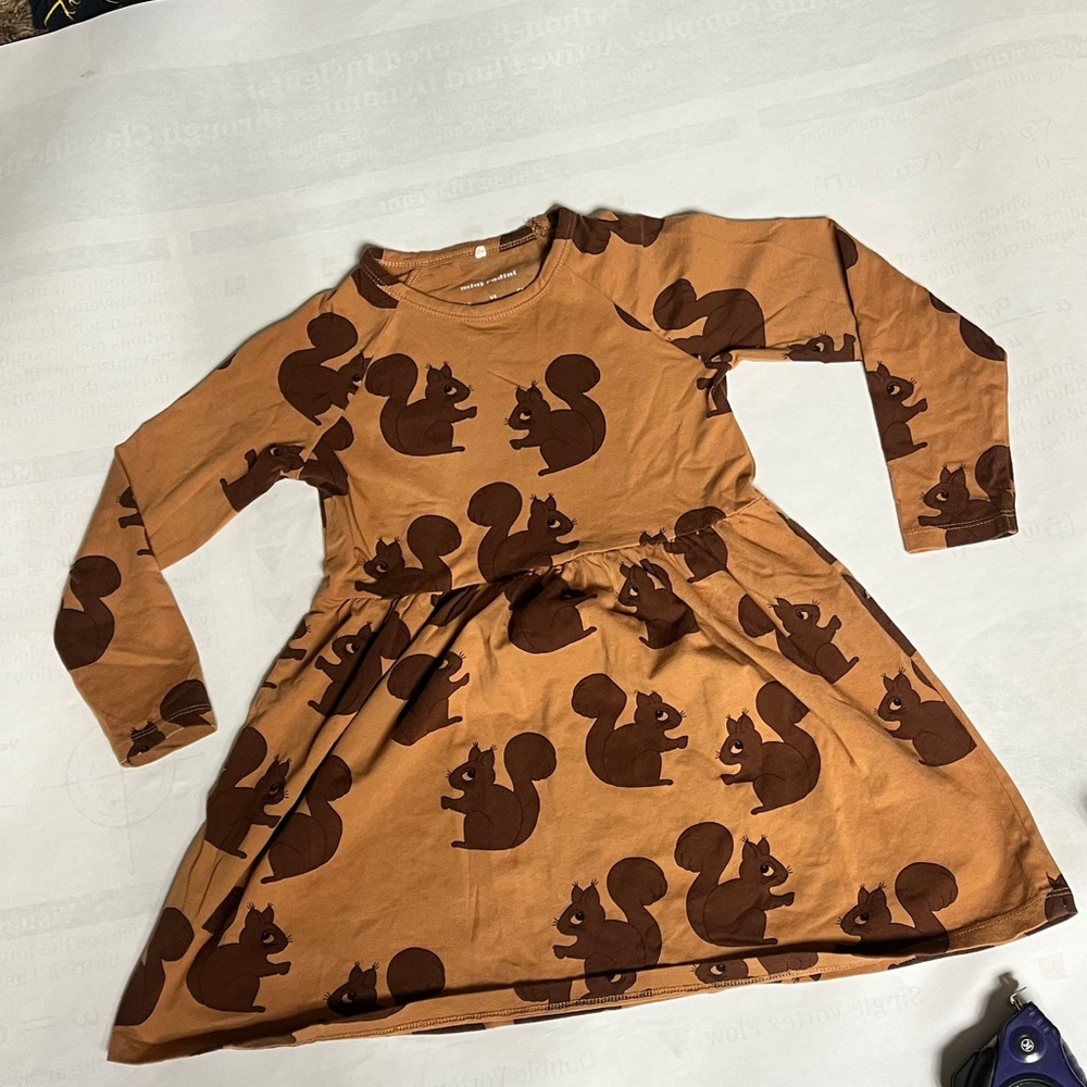 Mini Rodini Girls Fall Autumn Dress Squirrel